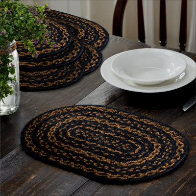 Cotton Blend and Jute Geometric Oval Placemat