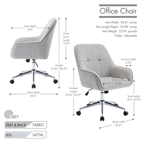 Mercury Row® Dahmen Fabric Office Chair with Casters and Footers Both ...