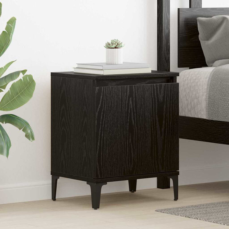 Bedside Cabinet 40 X 30 X 50 Cm Engineered Wood, Black Oak