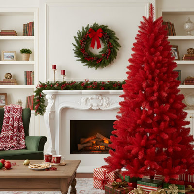 Arbre de Noël moderne 5 pi en PVC rouge