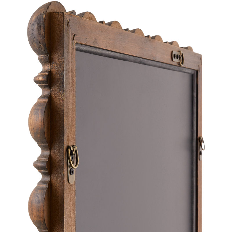 Solid Pine Wood Rectangle Accent Mirror, 36" x 24", Dark Brown