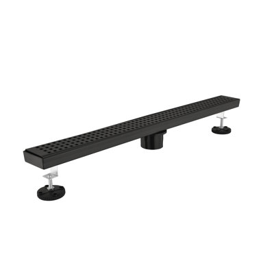 Drain de douche linéaire de 28 pouces avec grille quadrato amovible, drain de plancher en acier inoxydable 304 avec crépine et pieds réglables