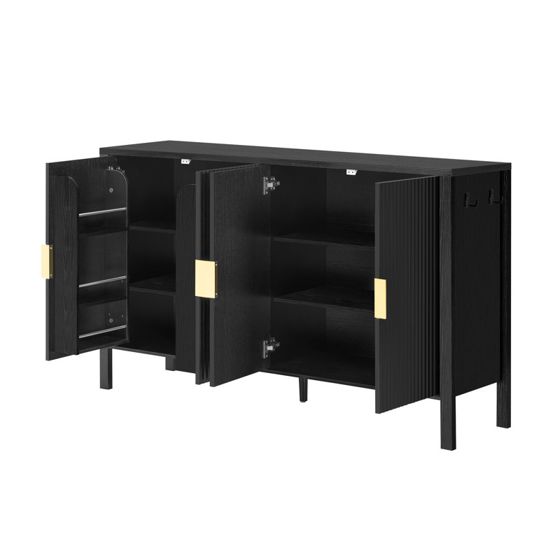 57'' Wide Sideboard With Adjustable Shelves, Black