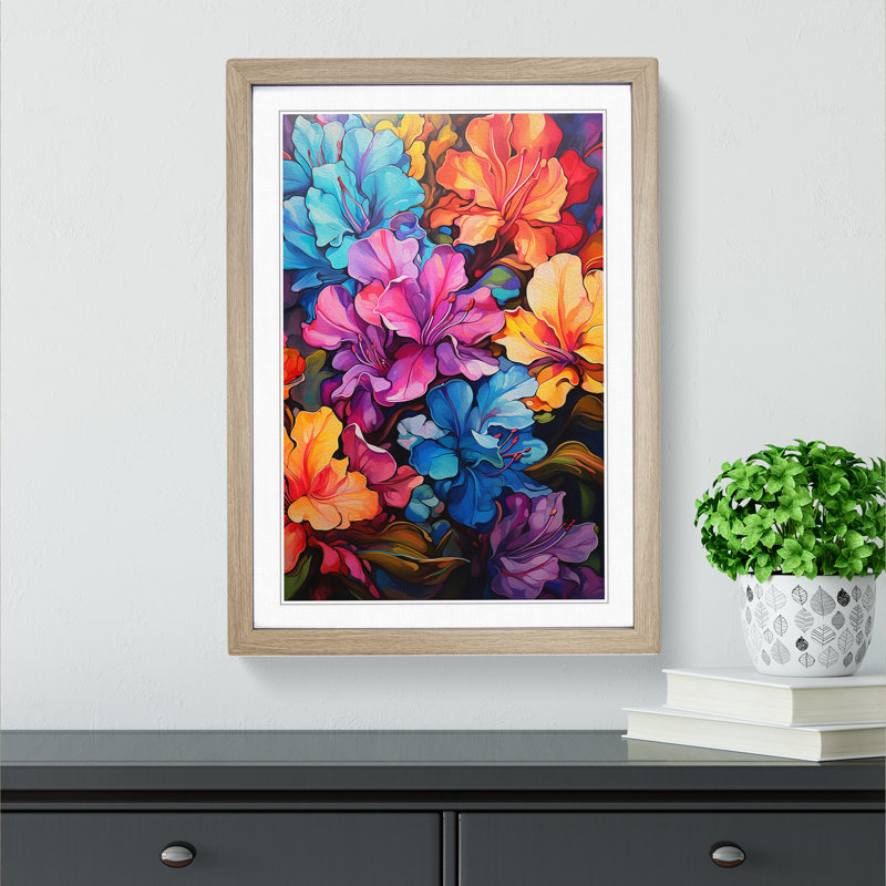Rhododendron Abstract - Framed Print, 64cm H x 46cm W x 2cm D, Oak Framed
