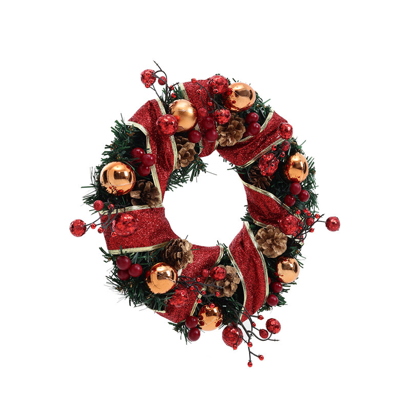 Faux Lighted Plastic Wreath, 30cm H x 30cm W