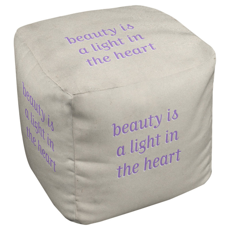 Upholstered Ottoman, White/Purple Offset