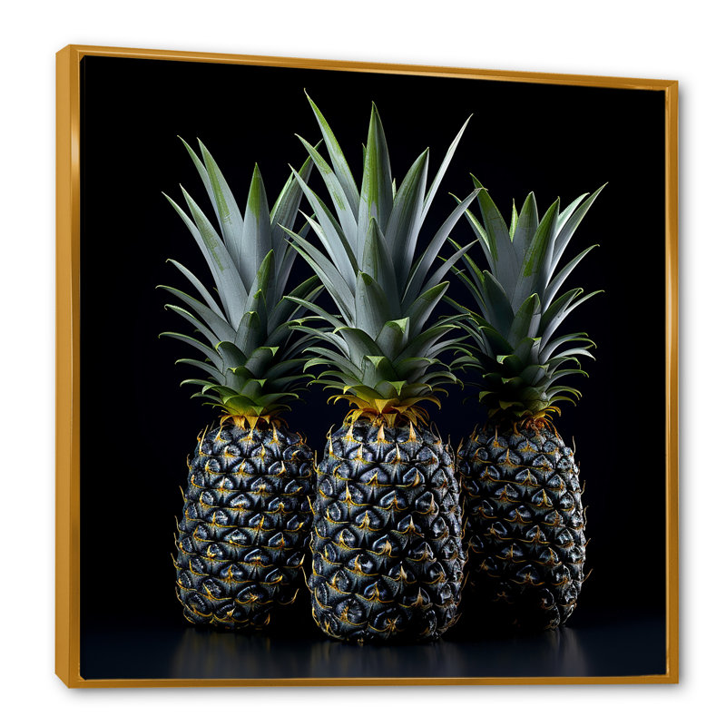«Spiky Pinapple Shadows» sur toile, Cadre flottant doré, H 30 po x l 30 po x P 1 po