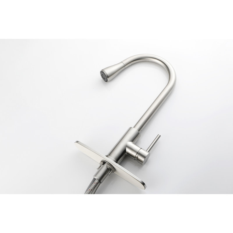 Pull Down Kitchen Faucet In Stainless Steel - Single Handle High Arc Brushed Nickel Sink With Rust Resistance 360 Rotating Nozzle Tap For Versatile Use