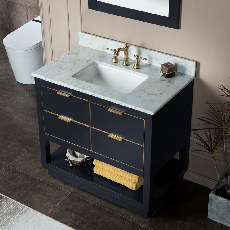 43'' Single Bathroom Vanity with Top, Gray, 8” Centers