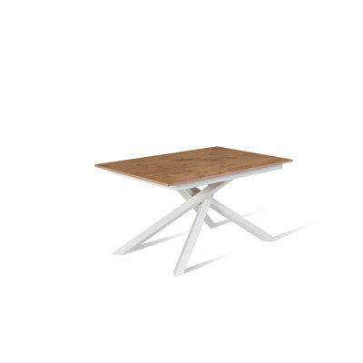 Daequon Extendable Oak Metal Base Dining Table