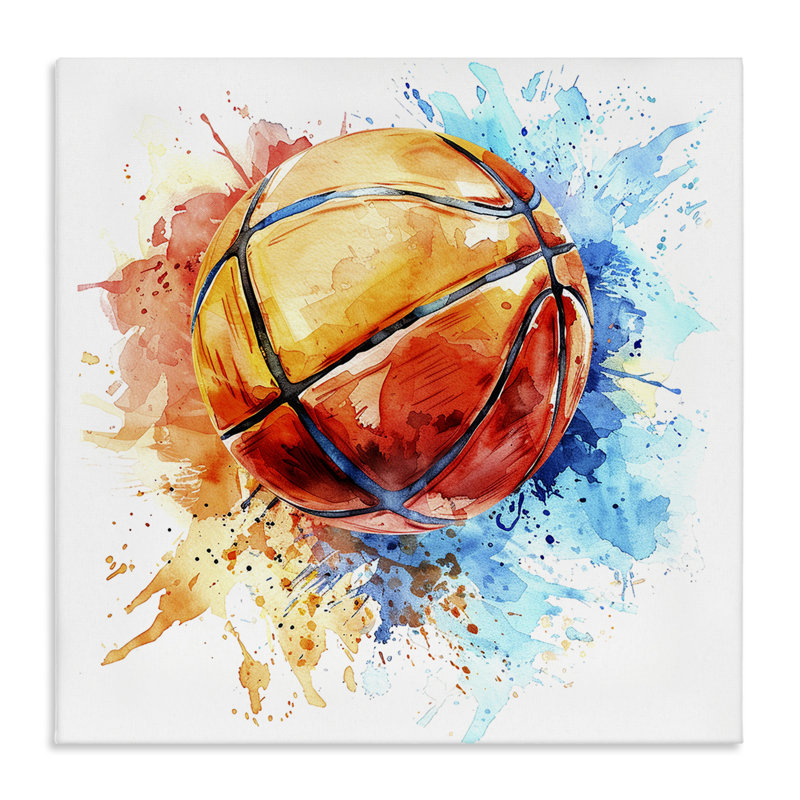 Art mural sur toile "Basketball" par LSR Design Studio, H 30 po x l 30 po