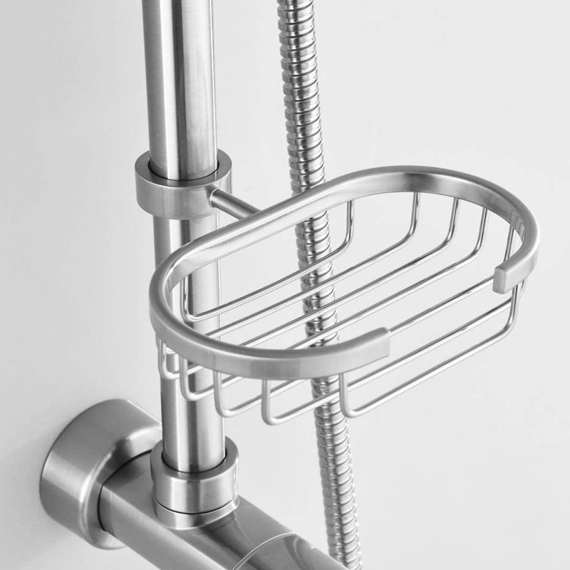 Douche de salle de bain avec 5 porte-savon et portable, installation facile, système nickel brossé, main et installation