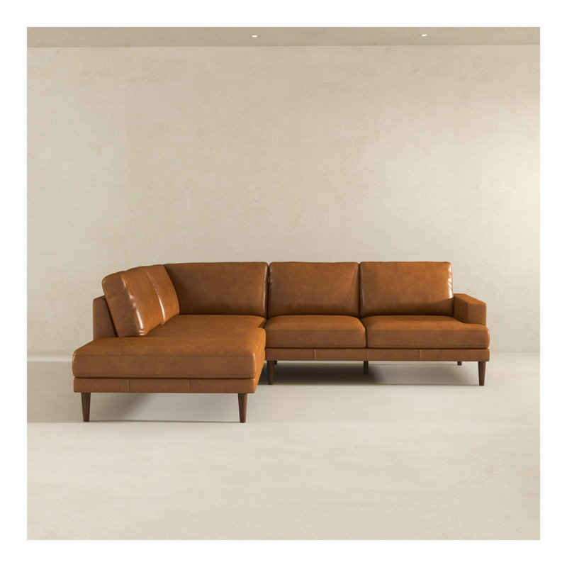 Corbin Tan Leather Sectional Sofa, Left Hand Facing
