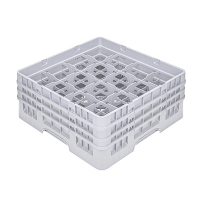  Support en verre Clean Tek Professional à 16 compartiments, 1 plateau robuste et durable, avec 1 rallonge pleine et 2 rallonges, support en verre gris pour les restaurants, les bars et les pubs