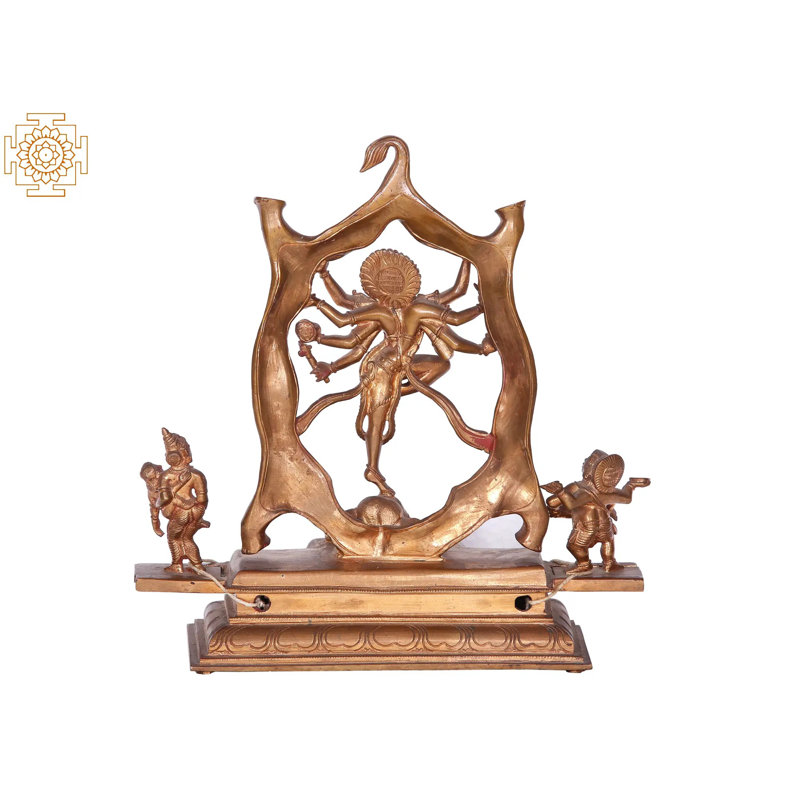 10 po Gaja Samhara Murthy - Panchaloha bronze Shiva Vighneshvara vainqueur des éléphants, icône traditionnelle indoue