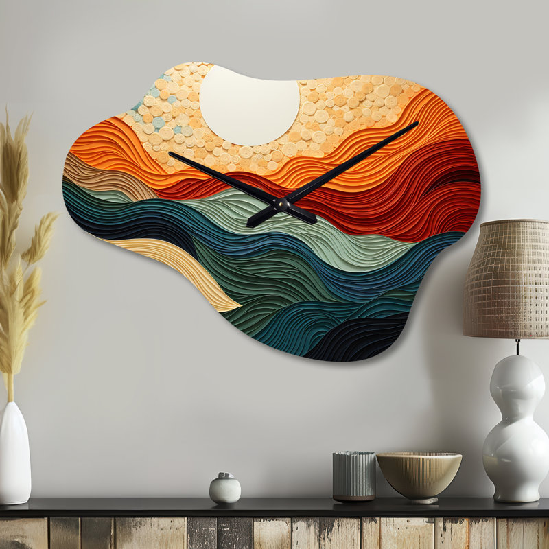 Desert Sands Abstract - Desert Asymmetrical Metal Wall Clock, Global Cloud Wall Clock Print, Small