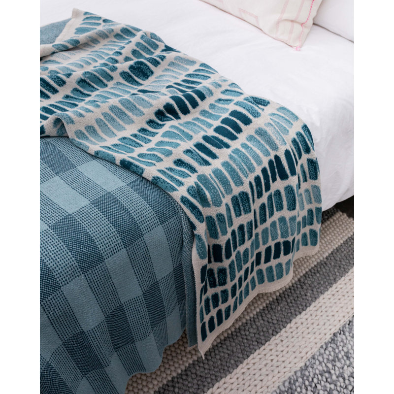 Knitted Throw Blanket, Blue