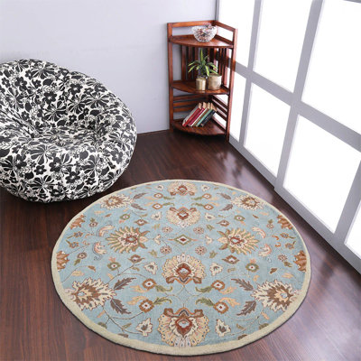 Selma HAND TUFTED WOOL ECO-FRIENDLY AREA RUGS, Light Blue Color, Floral Design -  Alcott HillÂ®, 6F7760B289884357B6F4C46BEF1E331F