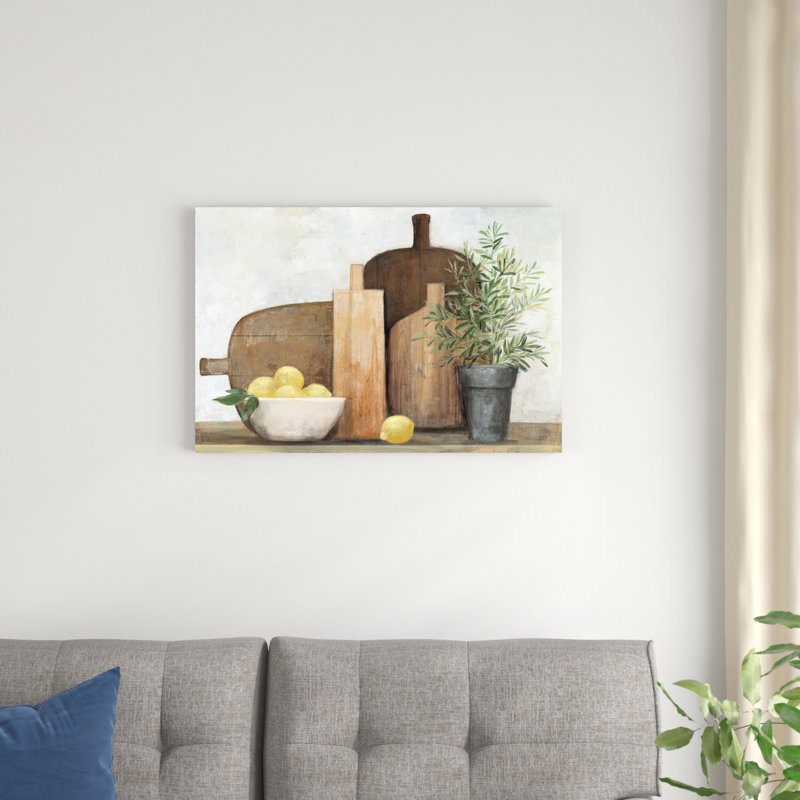 Rustic Kitchen Brown - peinture sur toile tendue, H 20 po x l 30 po, Blanc, Impression encadrée avec passe-partout