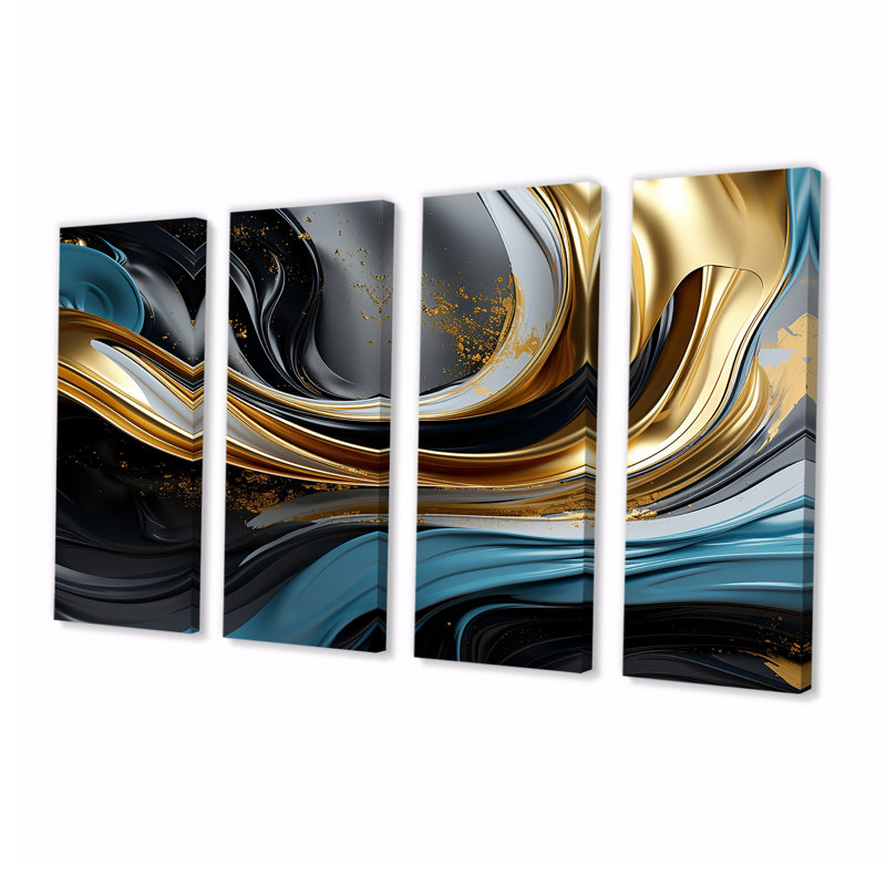 4 pièces d'art liquide, H 28 po x l 48 po