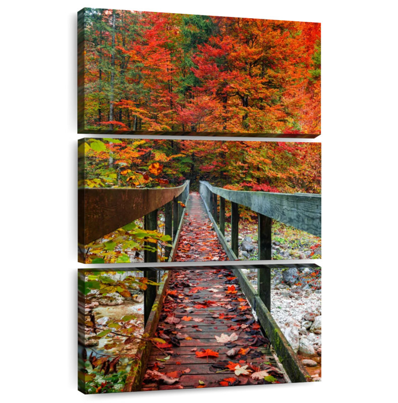 Lilie Narrow Autumn Footbridge, 38" H x 24" W