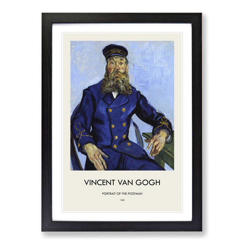 The Postman Joseph Roulin by Vincent Van Gogh - Picture Frame Painting, Black Framed, 48cm H x 36cm W x 2cm D