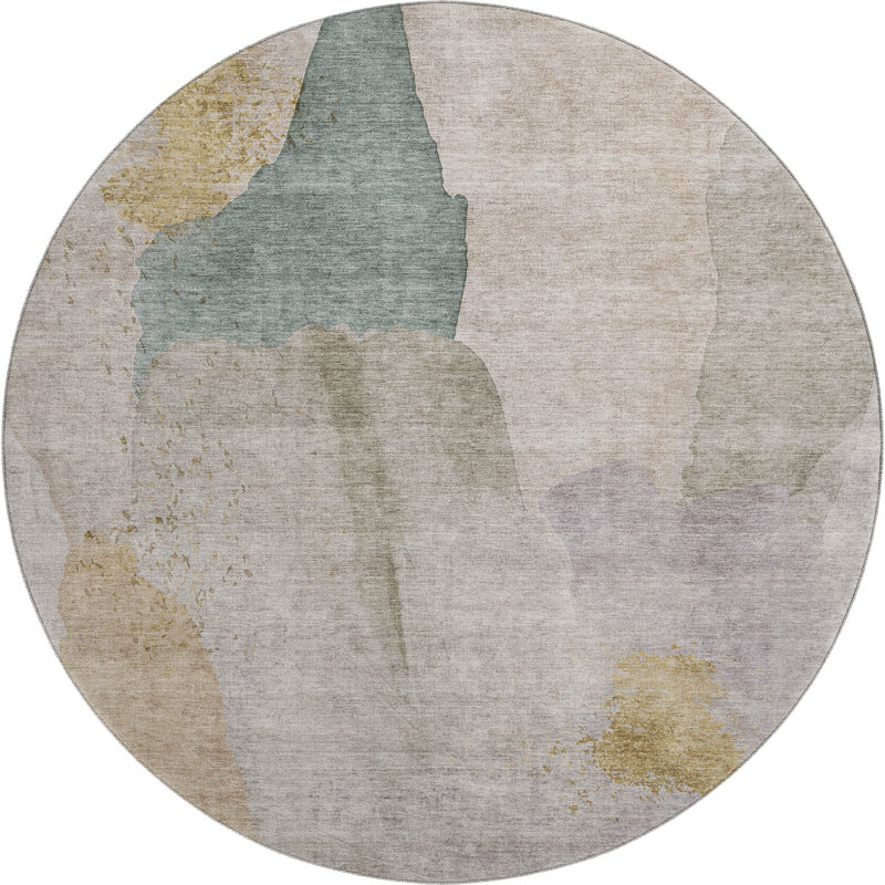 Premium Machine Washable Abstract Rug, Round 8'
