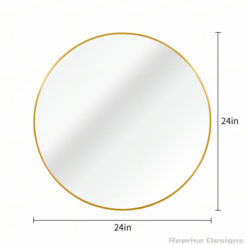 Miroir en métal, Doré, 24 po x 24 po, Rond