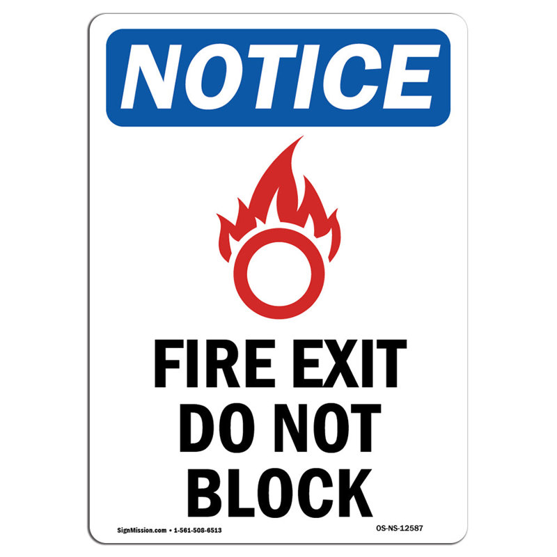 Fire Exit Do Not Block Sign