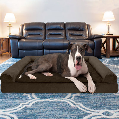 Plush & Suede Memory Foam Sofa Style Pet Bed