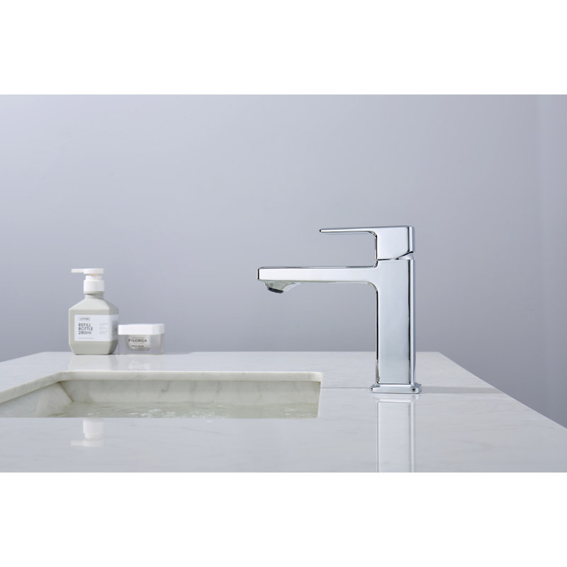 Single Hole Bathroom Faucet,Laundry Vanity Sink Faucet With Two 9/16" Hoses, Chrome