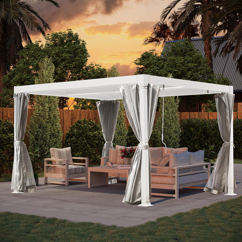 Pergola d'extérieur en aluminium 10 'x 10' avec toit réglable, Blanc