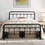 Single Double Size Metal Bed Frame with Headboard and Footboard, Victorian Style Platform Bed Frame, Mattress Foundation, No Box Spring, Black (Mattress Not Included)-1973334825