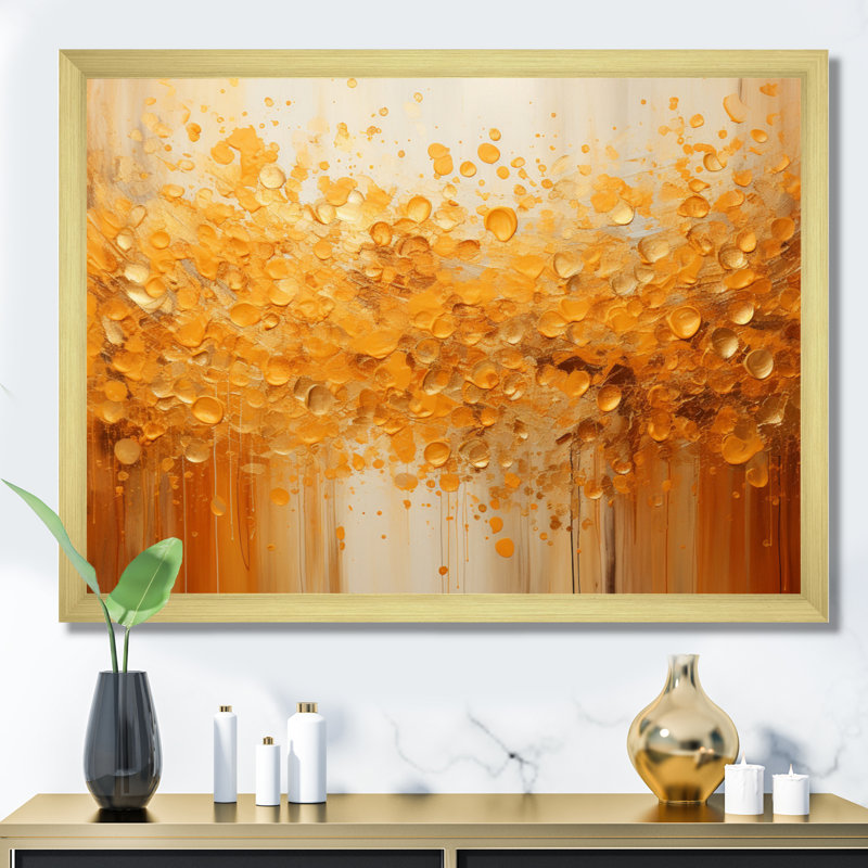 Amber Glow III - impressions abstraites sur toile, Cadre doré à une seule photo, H 16 po x l 32 po x P 1 po