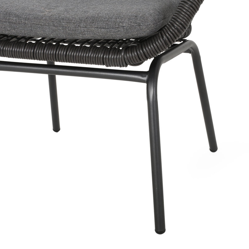 Ensemble de 2 chaises d'extérieur en osier avec coussins Mccaskill, Gris, Gris / Noir