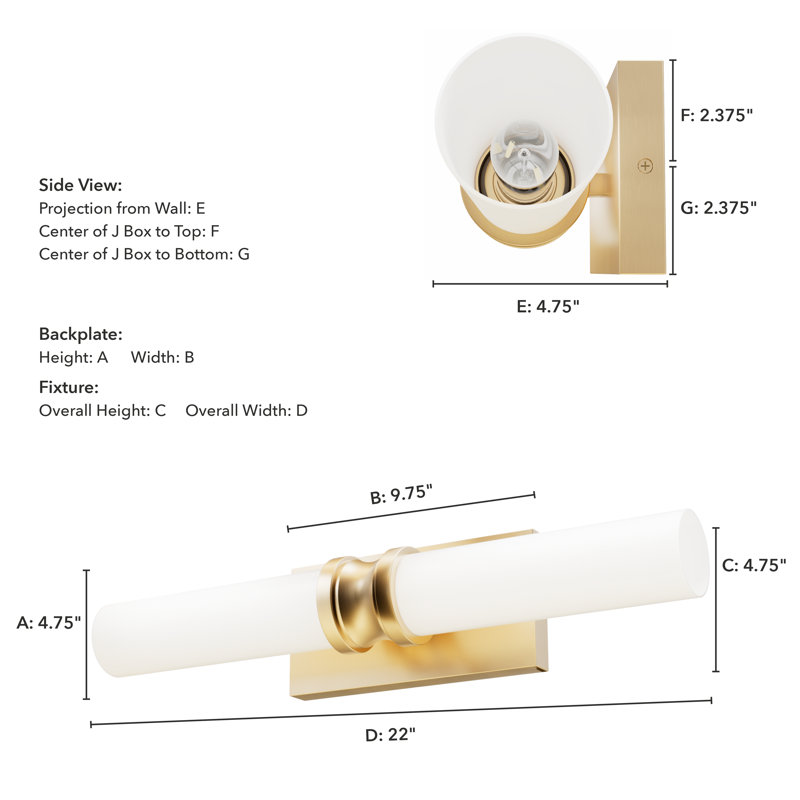 Lenlock 2 - Light Dimmable Vanity Light, Gold, White