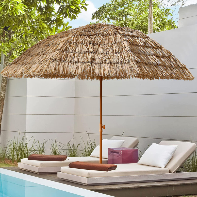 Parasol de patio 8 'Thatch Tiki Tropical Palapa Raffia Tiki Hut Hawaiian Hula Beach