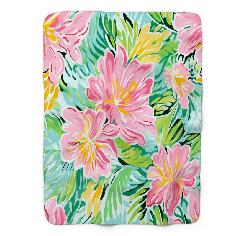 Motif de balise maritime - 1 pièce Sherpa Premium, L 60 po x L 80 po, Chic chic floral