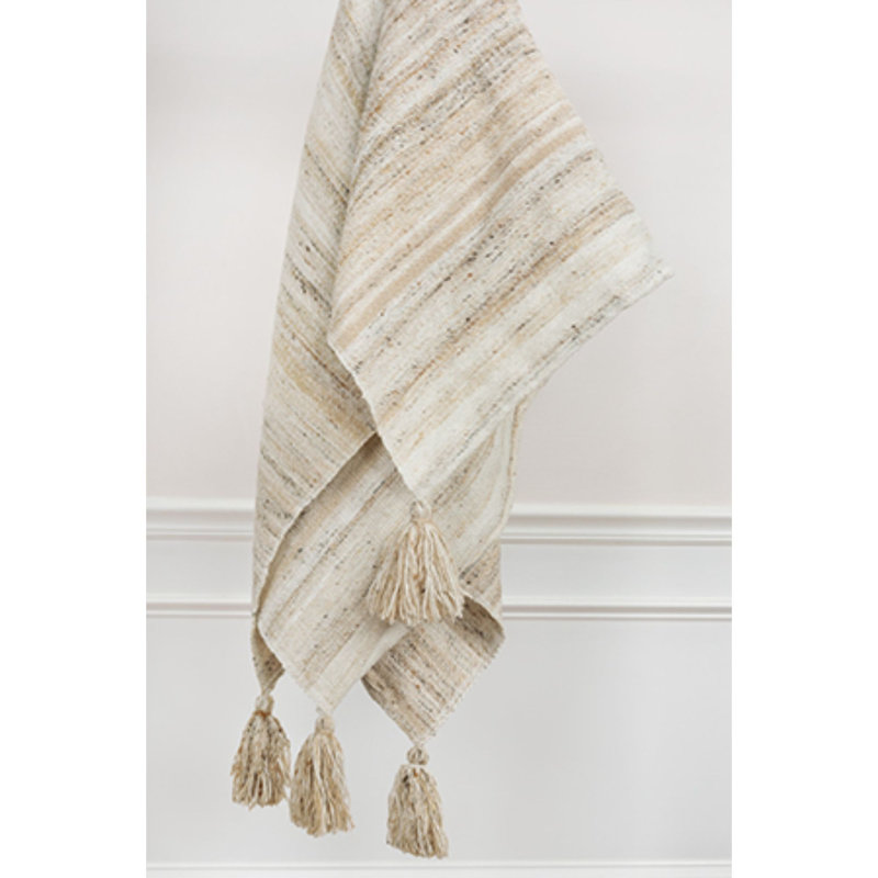 Jeté tissé beige 100% polyester
