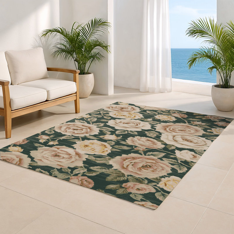 Tapis beige d'intérieur et d'extérieur Botanical, Rectangulaire 2 pi x 3 pi
