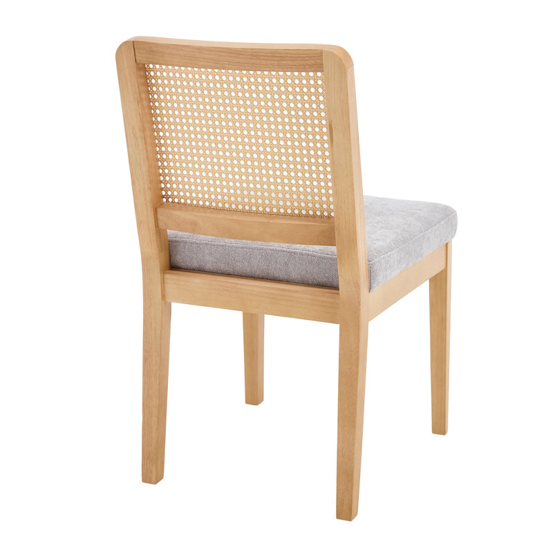 20.5cm H Upholstered Full Back Side Chair, Grey Chenille, Natural
