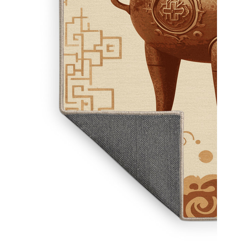 Tapis oriental doux et moelleux de style oriental Dylan - reliure beige, 7 x 9