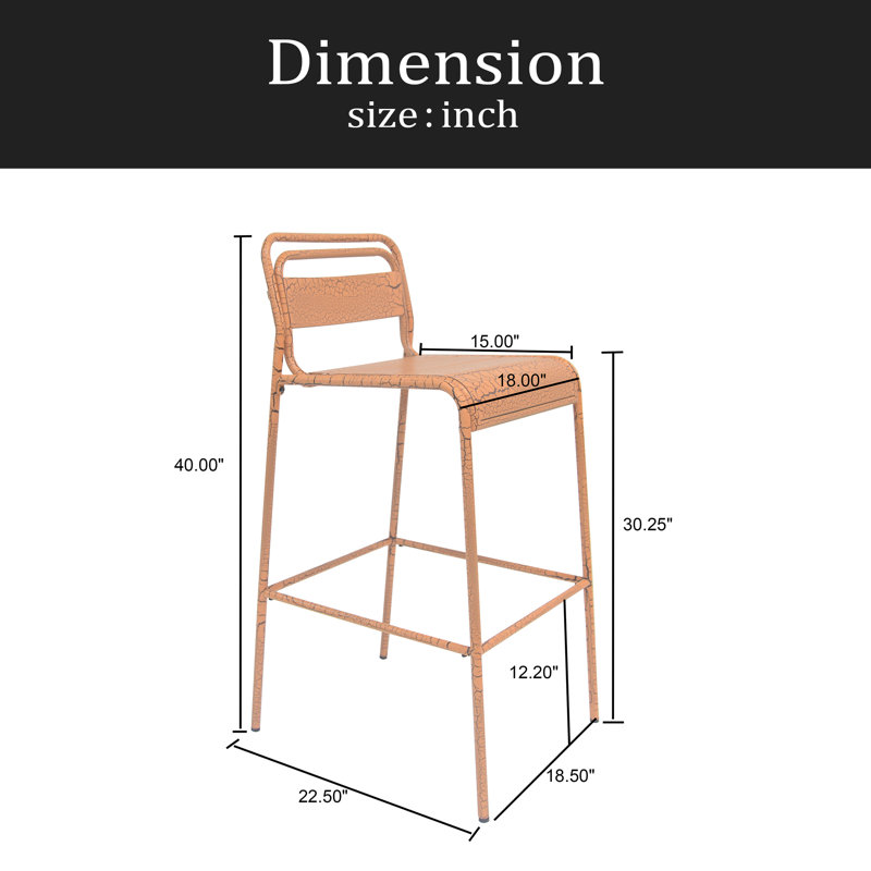 Tabouret de bar extérieur (ensemble de 6), Orange