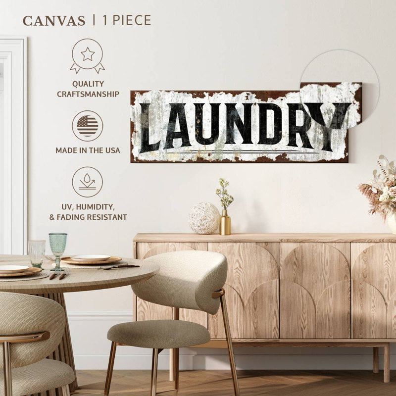 Rusty Laundry Sign, reproduction sur toile, H 17 po x l 51 po x P 1,25 po