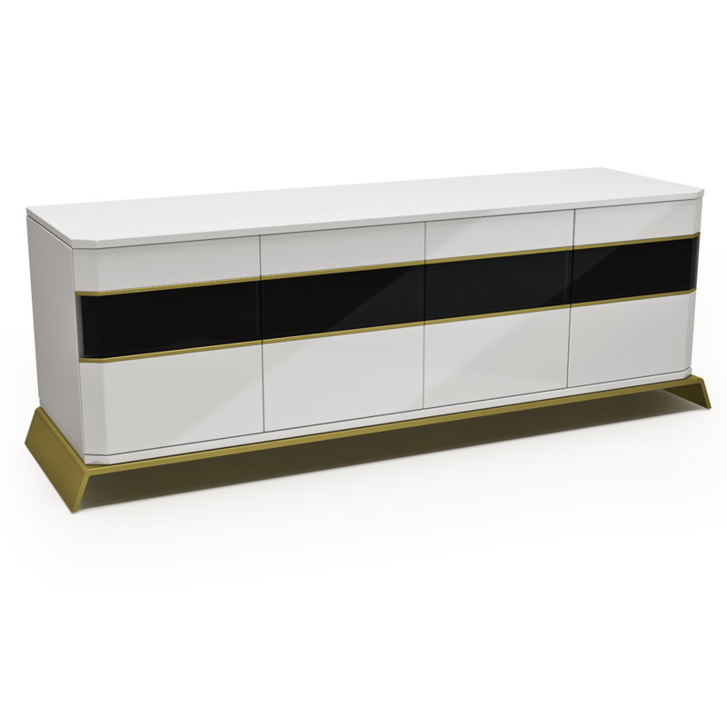 191cm Sideboard, Black/White/Brass