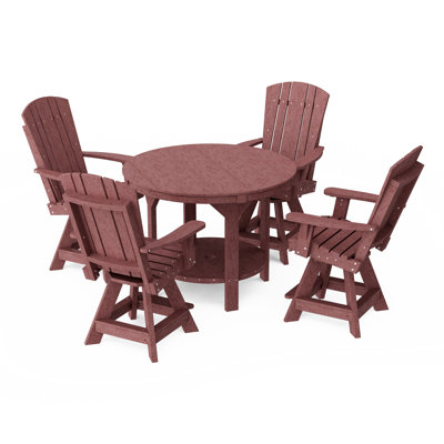 Heritage 5-Piece Round Counter Height Dining Set With Swivel Chairs