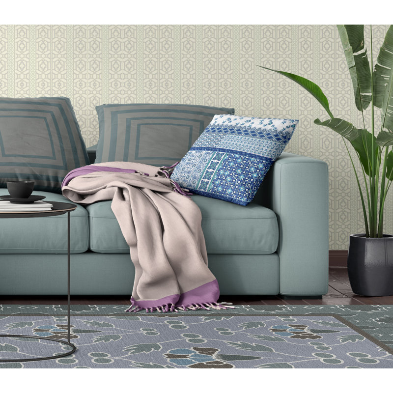 Coussin Cusco, 26 po x 26 po, Bleu/gris
