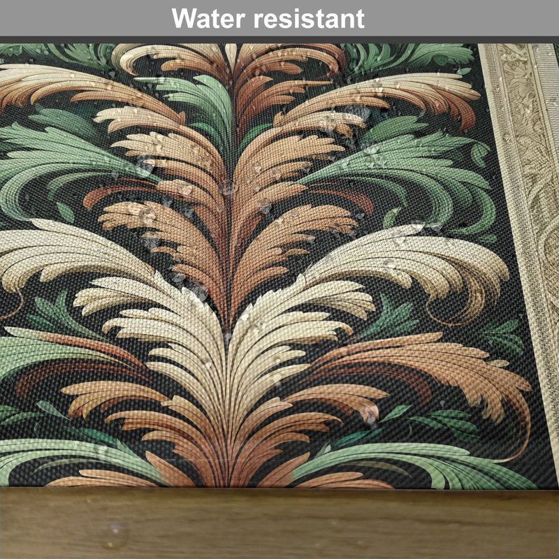 Emerald and Caramel Polyester Damask Rectangle Placemats Set