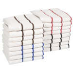 Alexander 16-Pack Combed Cotton Kitchen Dishtowels - Chevron-Weave Dish Cloths with Color Accents