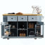 Îlot de cuisine avec 2 tabourets de bar, prise de courant, support de rangement interne pour porte, chariot de rangement de cuisine sur 5 roulettes avec abattant, 5 supports latéraux ouverts, 3 tiroirs pour la cuisine, la salle à manger-2118279024
